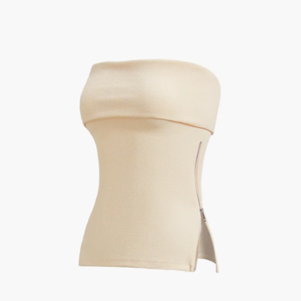 NWT Commense Zip Down Overfold Strapless Tube Top, Small